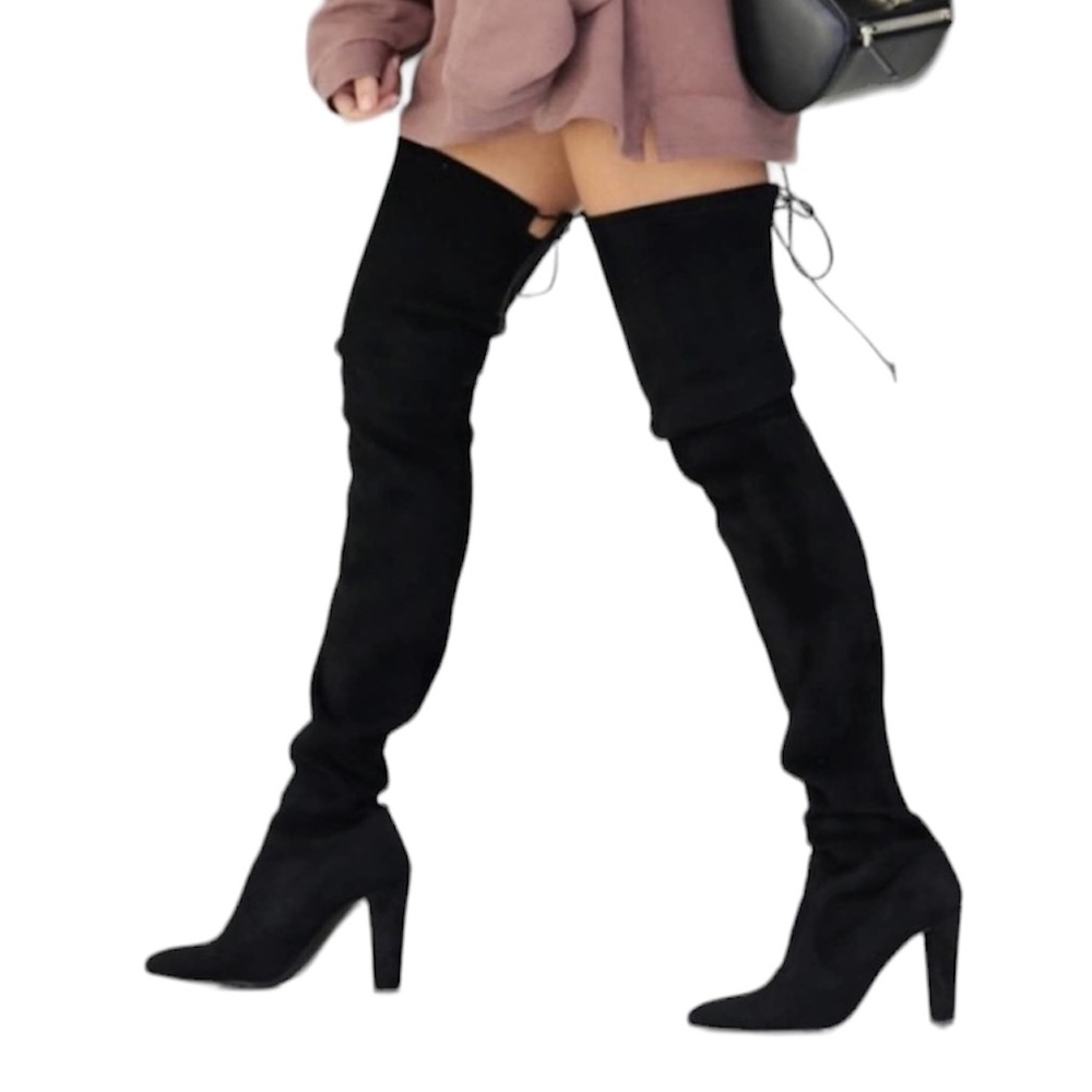 Sam Edelman Woman’s Black Drawstring Round Toe over the knee Heeled Boots,Sz 7.5